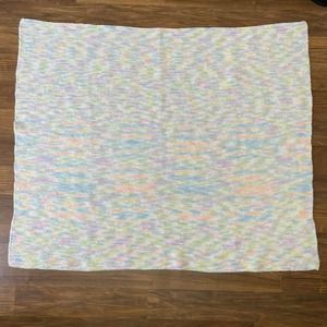Hand Knitted Pastel Baby Blanket 44x36 Handmade Lightweight Boys Girls Crib